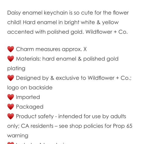 Yellow, Gold, White Metal Daisy Enamel Keychain Wildflower & Co, boho, nice size - Picture 3 of 3